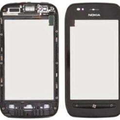 Vitre Tactile (avec châssis) Noir Nokia Lumia 710 (Compatible)