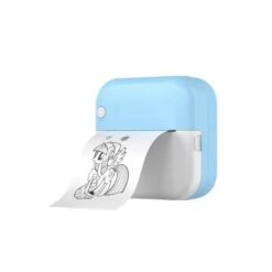 Mini Imprimante thermique portable bleue + 1 rouleau de papier