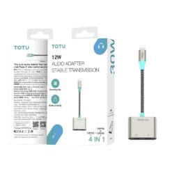 Adaptateur Lightning 2 en 1 - Charge et écoute Gris/bleu TOTU
