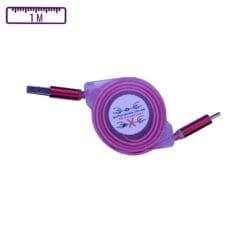 Câble Lumineux Enrouleur USB-A verrs Micro-USB 1M Rouge (Compatible)