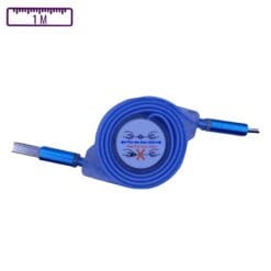 Câble Lumineux Enrouleur USB-A vers Micro-USB 1M Bleu (Compatible)