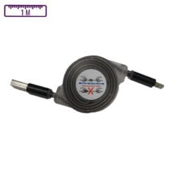 Câble Lumineux Enrouleur USB-A vers Micro-USB 1M Noir (Compatible)