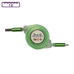 Câble Lumineux Enrouleur USB-A vers Micro-USB 1M Vert (Compatible)