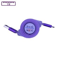 Câble Lumineux Enrouleur USB-A vers Micro-USB 1M Violet (Compatible)