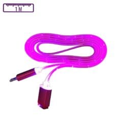 Câble Lumineux USB-A vers Micro-USB 1M Rose Néon (Compatible)
