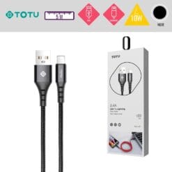 Câble USB-A vers Lightning (10W) 5M Noir TOTU