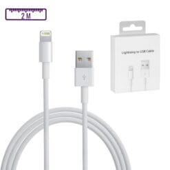 Câble USB-A vers Lightning (12W) 2M Blanc (Compatible) Avec Boîte