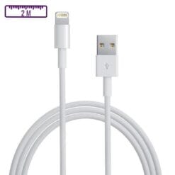Câble USB-A vers Lightning (2.4A) 2M Blanc (Compatible) Sans Boîte