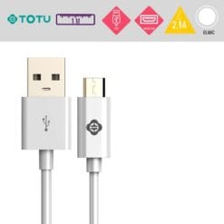 Câble USB-A vers Micro-USB (10W) 1M Blanc TOTU