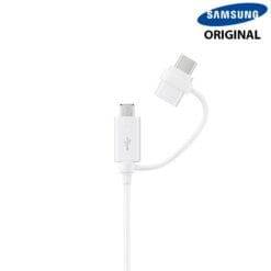 Câble USB-A vers Micro-USB et USB-C (15W) 1.5M - Blanc Samsung (Officiel) Avec Boîte