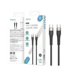 Câble USB-C vers USB-C (60W) 1M Noir TOTU
