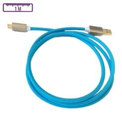 Câble à gaine tressé USB-A vers Micro-USB 1M Bleu (Compatible)