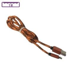 Câble à gaine tressé USB-A vers Micro-USB 1M Orange/Noir (Compatible)