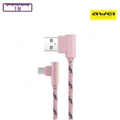 Câble à gaine tressé USB-A vers Micro-USB 1M Rose AWEI