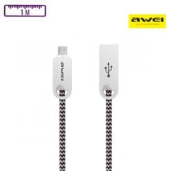 Câble à gaine tressé USB-A vers Micro-USB 1M Rose AWEI