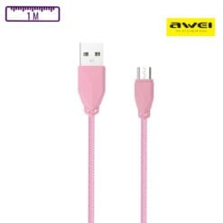 Câble à gaine tressé USB-A vers Micro-USB 1M Rose AWEI