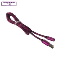 Câble à gaine tressé USB-A vers Micro-USB 1M Violet/Noir (Compatible)