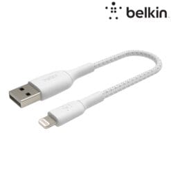 Câble à gaine tressée USB-A vers Lightning (12W) 15cm Blanc BELKIN (Officiel)