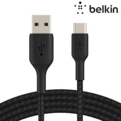 Câble à gaine tressée USB-A vers USB-C (15W) 2m Noir BELKIN (Officiel)