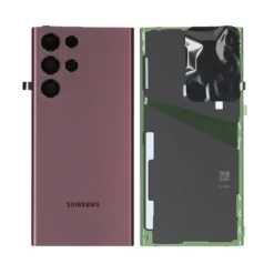 Vitre arrière + lentille caméra Bordeaux Samsung Galaxy S22 Ultra S908B (Officiel)