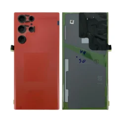 Vitre Arrière + Lentille Caméra Rouge Samsung Galaxy S22 Ultra (S908B) (Compatible)