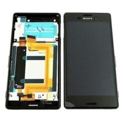 Ecran LCD + Châssis Silver + Vitre tactile Noire Sony Xperia M4 Aqua E2303 (officiel)