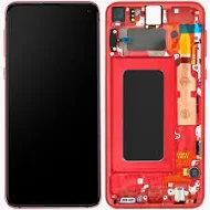 Ecran LCD + Vitre Tactile + châssis Rouge Samsung Galaxy S10 E G970F (officiel)