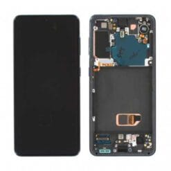Ecran OLED + Vitre Tactile + châssis Gris Samsung Galaxy S21 G991B (officiel) Sans Batterie Sans Caméra