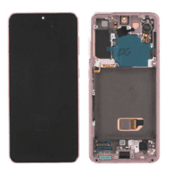 Ecran OLED + Vitre Tactile + châssis Rose Samsung Galaxy S21 G991B (officiel) Sans Batterie