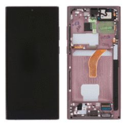 Ecran OLED + Vitre Tactile + châssis Bordeaux Samsung Galaxy S22 Ultra S908B (officiel) Sans Batterie