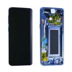 Ecran OLED + Vitre Tactile + châssis bleu Samsung Galaxy S9 G960F (officiel)