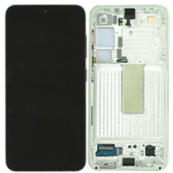 Ecran Oled + Vitre Tactile + châssis Lime/bleu Samsung Galaxy S23 S911B (officiel) Sans Batterie