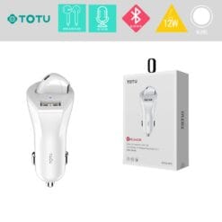 Oreillette Bluetooth blanche avec chargeur voiture TOTU
