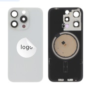 Vitre arrière avec MagSafe (sans adhésif) pour iPhone 15 Pro - Grade A (avec Logo) Blanc Titane