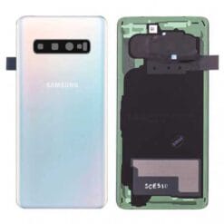 Vitre arrière + vitre caméra  Samsung Galaxy S10 G973F (Officiel) blanc ( Blanc Prisme)