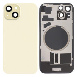 Vitre arrière avec MagSafe (sans adhésif) pour iPhone 15 - Grade A (avec Logo) Jaune