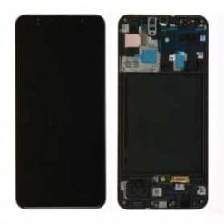 Ecran LCD + Vitre Tactile + Châssis noir Samsung Galaxy A30 A305F (officiel)