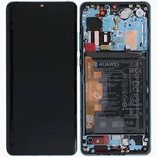 Ecran LCD + Vitre Tactile + batterie + châssis bleu Huawei P30 Pro Bleu Aurora (officiel)