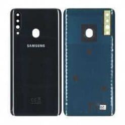 Vitre arrière + lentille caméra noire Samsung Galaxy A20s A207F (officiel)