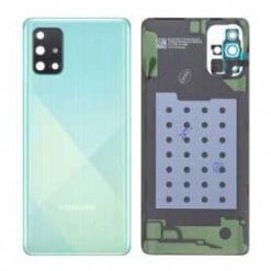 Vitre arrière + vitre caméra Bleue Samsung Galaxy A71 A715F (Officiel)