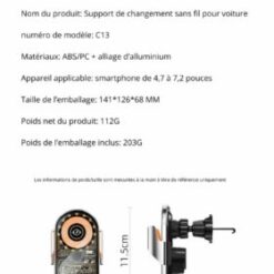 Alternative view of Support Voiture Chargement Sans Fil à led