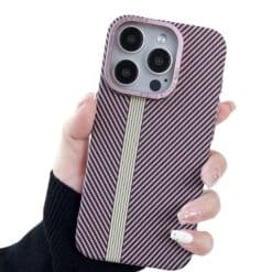Coque Simili Carbone Magsafe Rose iPhone 17 Pro Max