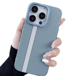 Coque Simili Carbone Magsafe Bleu iPhone 15