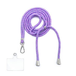 Collier tissu violet-blanc