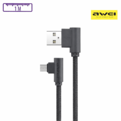 Câble à gaine tressé UBS-A vers Micro-USB 1M Gris AWEI