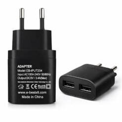 Adapteur secteur double USB 17W Noir (Boite Blanche)