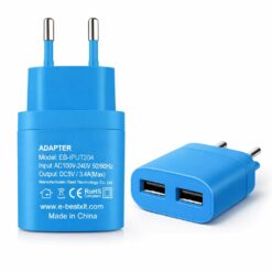 Adapteur secteur double USB 17W Bleu (Boite Blanche)