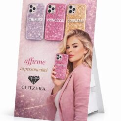 Présentoir pour coques Glitzera 40X60 en PVC avec trépied