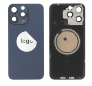 iPhone 15 Pro Max Cache Arrière avec cadre de caméra + plaque de fer + NFC Magnet + Bleu