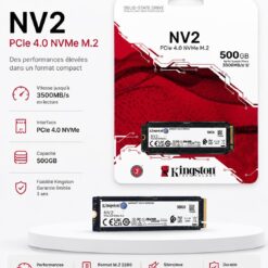 Kingston NV2 500 Go SSD M.2 NVMe PCIe 4.0 4x